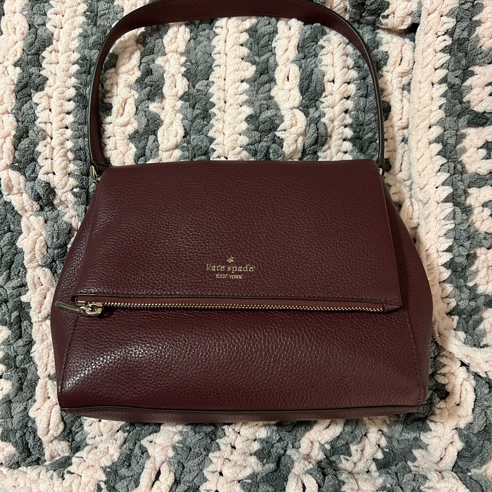 NWT Kate spade burgundy zip flap cross body bag with top handle